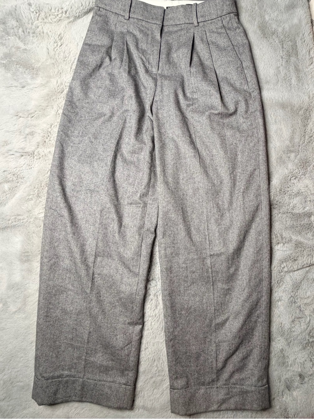 NWT J Crew Essential Wide Leg Pants 2 Gray Herringbone Abraham Moon Wool Trouser